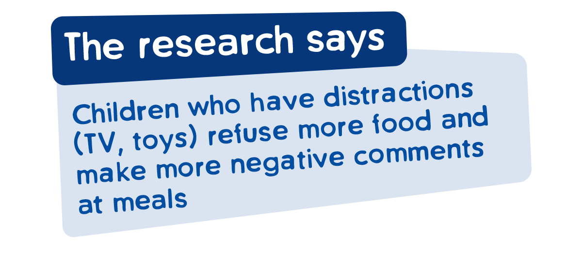 Children who have distractions refuse more food and make more negative comments about meals 